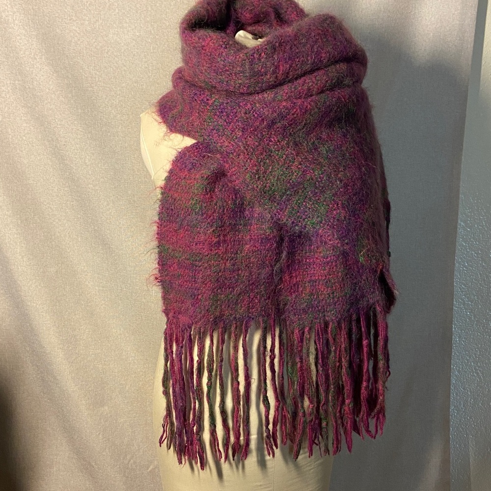 Vintage Mohair Multicolor Woven Scarf- Wrap.